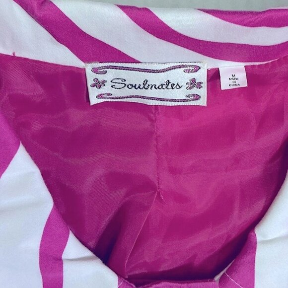 Soulmates Jacket Zebra Animal Print Coat Lined Button Up Barbie Pink White M JR - Picture 3 of 16